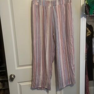 XL pink blue and white striped hippy pants